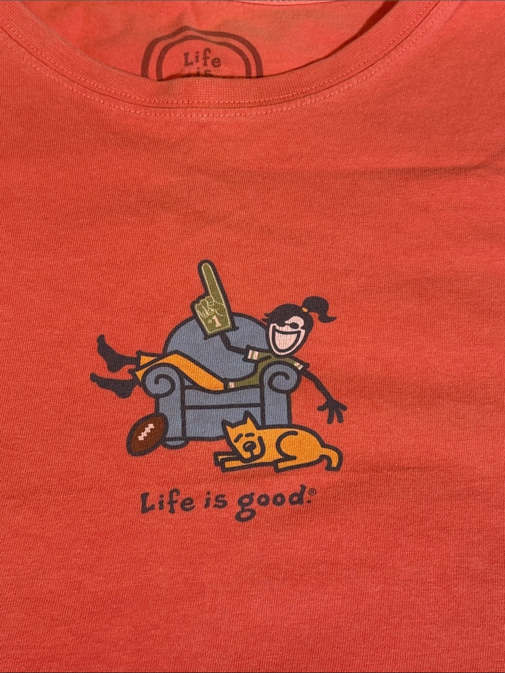 Life Is Good Coral Relaxing Armchair Graphic Tee